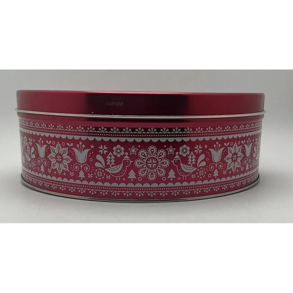 Kelsen Danish Butter Cookies Red Holiday Tin, Children & Lit Forest Cabins-Empty